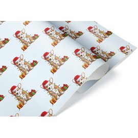 Santa Hat and Lights Corgi Christmas Wrapping Paper Premium Gift Wrap (6 foot x 30 inch roll)