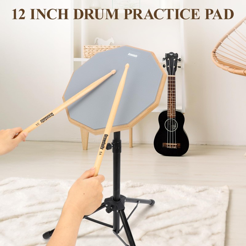 Drum Practice Pad Snare Drum Stand Set 12 In With