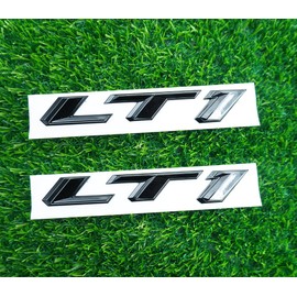 Pair Set LT1 Emblem 3D Side Fender Door Badges Sticker Nameplate Replacement for Camaro (Gloss Black)