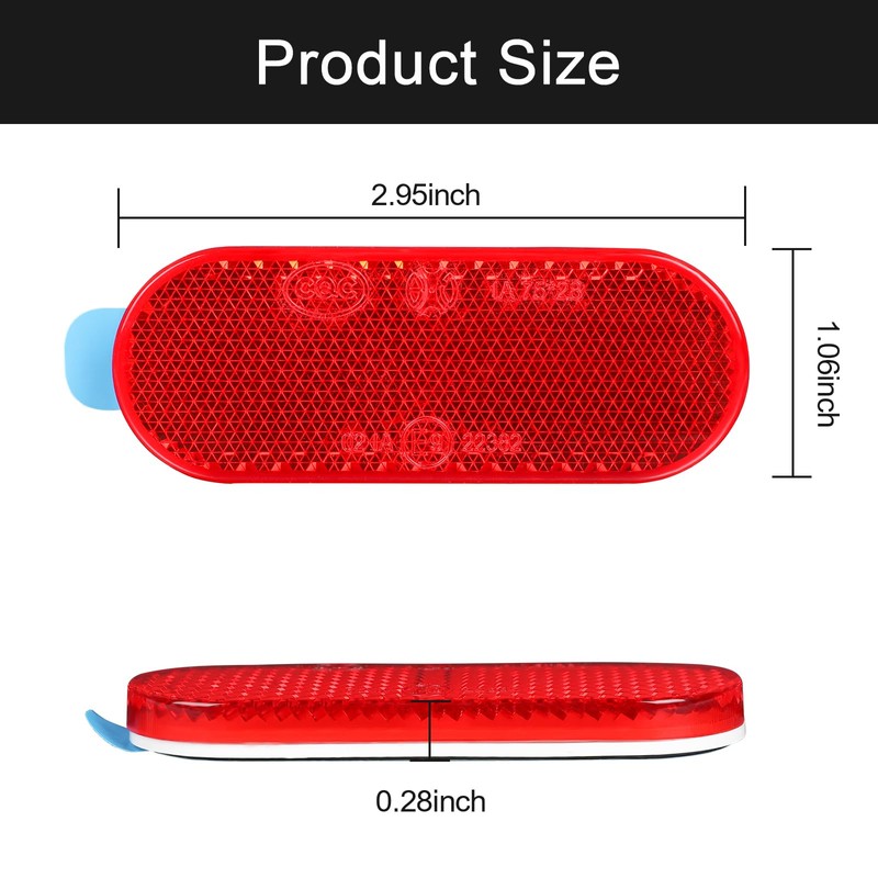 10 Pack Self Adhesive Oval Reflector, E9 Approved Road Safety