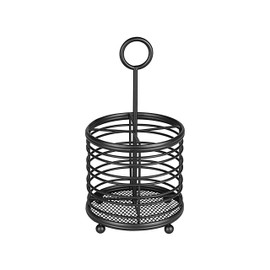 Spectrum Diversified Contempo Caddy Cubiertos, decoración moderna de mesa de comedor y organización de cocina, soporte de cubiertos con asa, color negro