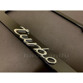 License Plate Frame Shop 1x TURBO 3D Emblem BLACK Stainless License Plate Frame RUST FREE + Screw Cap
