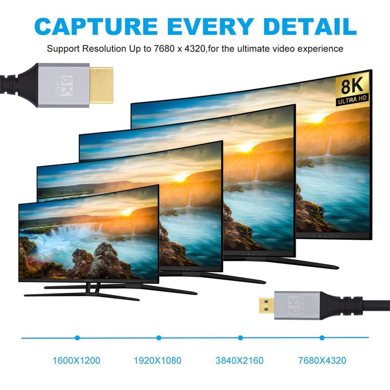 NFHK Micro HDMI 2.1 Ultra Thin HDTV Cable 8K 4K