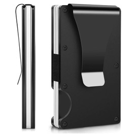 BALTIC ARC Credit Card Holder with Metal Money Clip, RFID Blocking, Slim Metal Wallet for Men (Black)
