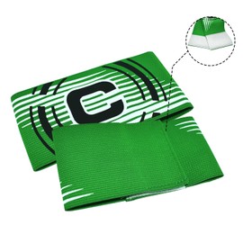 Ynaize Soccer Captain Armband, 2Pcs Captain Armbands Elastic Protective Arm Badge Adjustable Football Basketball Player Bands-Green