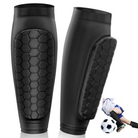 Acsatont Children's Football Shin Pads, 1 Pair, Breathable Shin Pads with Honeycomb Pads for Men and Women, Calf Protection for Football, Basketball, Skiing, Cycling, Mountaineering (Black, S)