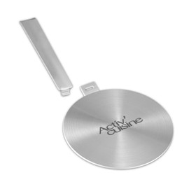 ACTIV CUISINE Induction Adapter Plate Induction Adapter Plate with Removable Stainless Steel Handle Moka Induction Cooking Plate Adapter for Use of Coffee Pots on Induction Hobs 14 cm