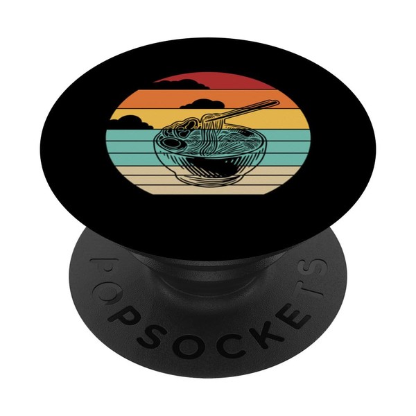Retro Bowl Miso Shoyu Lovers Tonkotsu Ramen PopSockets with Interchangeable