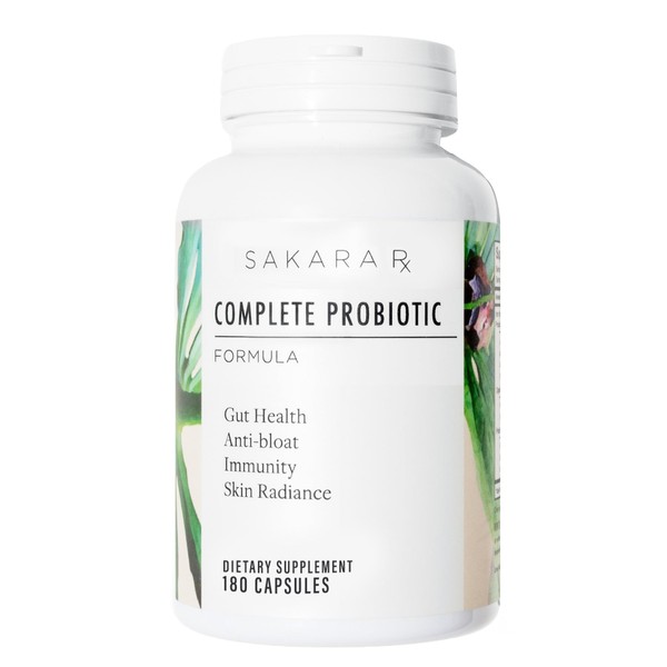 SAKARA Complete Probiotic, 180 Capsules - Pro and Pre Probiotics for Digestive Health, Probiotic Prebiotic for Women, Probiotic for Gut Health Women, Skin Health Supplements & Bloating Relief