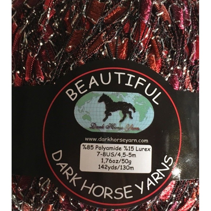 Berry Glitz Ladder Ribbon Yarn Dark Horse Beautiful #B119 Red,