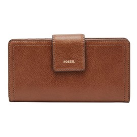 Fossil Wallet for Women Logan, Leather/Polyurethane Trim Tab Clutch brown 17.1 cm L x 1.9 cm W x 8.9 cm H SL7830200