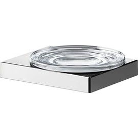 KEUCO Metal Chrome Shiny Crystal Glass Soap Dish for Bathroom Shower Kitchen Wall Mounted Soap Dish Soap Holder Edition 90 Square