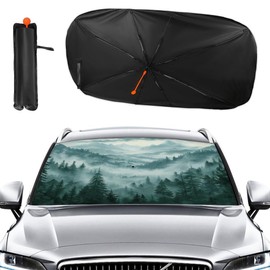 Buyidec Car Windshield Sunshade Umbrella Forest Fog Mountains Foldable Car Windshield Sun Shade Cover Front Window Heat Insulation Protection Fit Most Vehicle 57 X 30 in