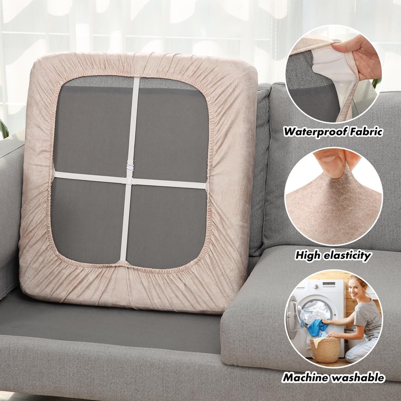 Imitation Suede Couch Seat Covers 3PCS, Stretch Individual Seat Cushion