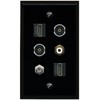 RiteAV Coax 2 HDMI RCA White 2 TOSLINK Flat/Solid Wall Plate [Black]
