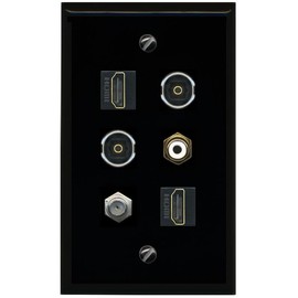 RiteAV Coax 2 HDMI RCA White 2 TOSLINK Flat/Solid Wall Plate [Black]
