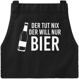 MoonWorks BBQ Apron for Men with Saying "Der tut nix, der will nur Bier" (German Language) Cotton Apron, black