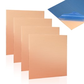 Aramanara 4 Pcs 100 mm x 100 mm Pure Copper Sheets, 1mm Thick Metal Coppers Sheet, Copper Sheet Plate for Crafting, DIY Project, Repair, Industry