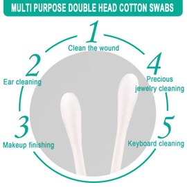 Pack of 200 Individually Wrapped Cotton Buds Individually Wrapped Double Tip Cotton Swabs Paper Sticks Cotton Buds (White, Round/Round End)