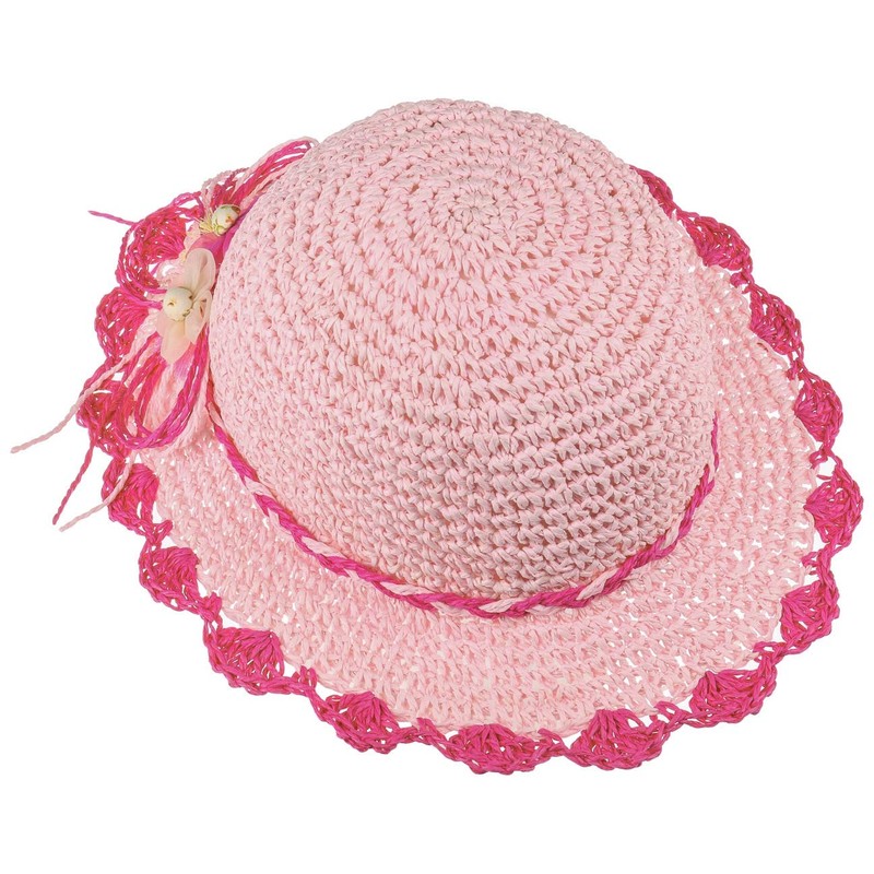 Lipodo Kamia Girls' Summer Hat with Flower Appliqué for Children