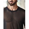 OYOANGLE Men's Sheer Mesh Short Sleeve Round Neck T Shirts