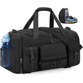 SDYSM Maleta Deportiva Hombre Mujer Grande 40L Mochila Gym Bolso de Gimnasio Viaje Entrenamiento Fitness Resistente Impermeable con Bolsillo para Zapatos Y Ropa Mojada,Negro