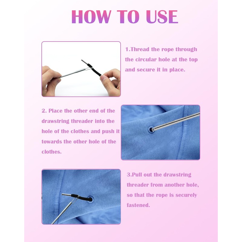 Spring Drawstring Threader,4Pcs Flexible and Elastic Drawstring Threader Tool DIY