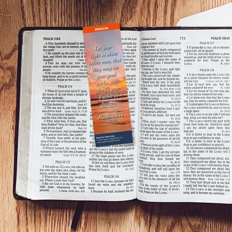 Christian Bookmark with Bible Verse, Pack of 25, Mission Themed,