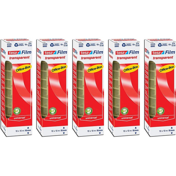 tesafilm® 57370 Klebefilmrollen transparent in praktischer 10 Rollen Office Box,