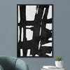 SIGNFORD Framed Canvas Wall Art Bold Ink Stroke with Grid
