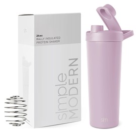 Simple Modern Stainless Steel Shaker Bottle with Ball 24oz | Metal Insulated Cup for Protein Mixes, Shakes and Pre Workout | Rally Collection | Lavender Mist