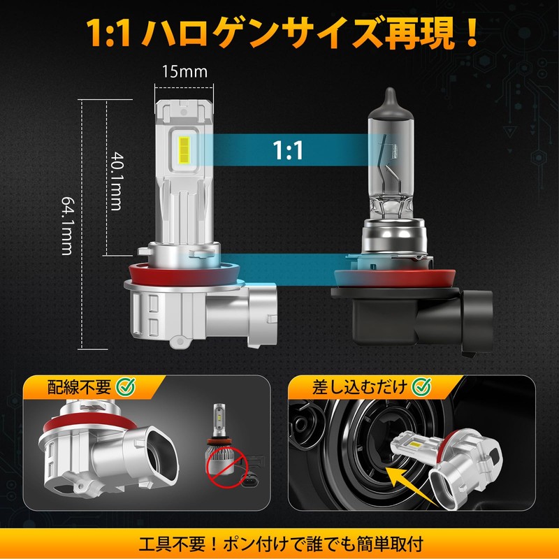Perrace H11 LED Headlight, 8 Times Brightness, Compatible with Car