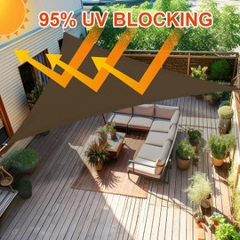 Amagenix Shade Cloth Shade Sail Sun Canopy with UV Protection,10'X13'X16.4' Mocha Outdoor Patio Cover for Commercial/Home Use