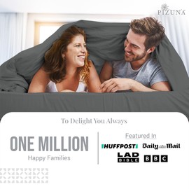 Pizuna Pure Combed Cotton Single Bed Fitted Sheet Dark Grey, 600 Thread Count 100% Long Staple Cotton Fitted Sheet Single Bed 90 X 200cm, Sateen Weave 40 cm Deep Fitted Sheets 1 PC Dark Grey