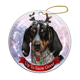 Holiday Pet Gifts Blue Tick Coonhound Reindeer Dog Porcelain Christmas Ornament