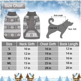 KOOLTAIL Cable Knit Dog Sweater Turtleneck, Cold Weather Pullover Classic Knitwear, Snowflake Pattern Thick Warm Winter Pet Clothes, Dog Christmas Sweater for Small Medium Large Dogs Cats, Grey L