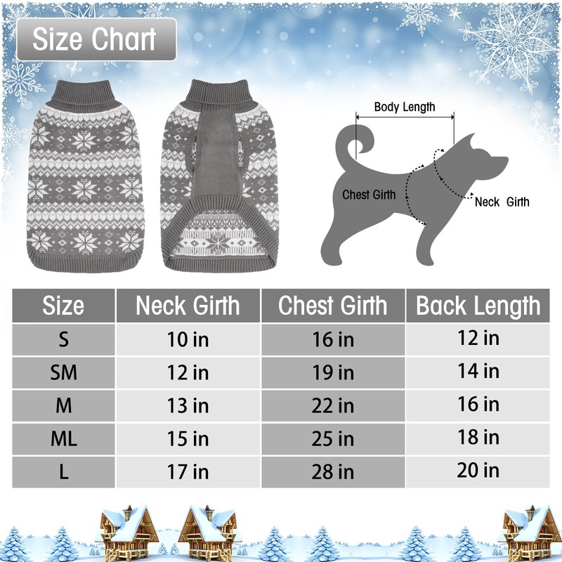 KOOLTAIL Cable Knit Dog Sweater Turtleneck, Cold Weather Pullover Classic