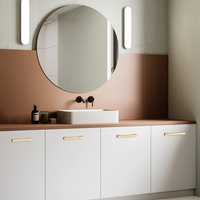 VEHCIL 20 Pack Square Brushed Brass Cabinet Pulls, 5 Inch(128mm)