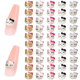 EUYRVAW 30 Pieces 3D Cute Kitty Nail Charms,Kawaii Nail Rhinestones Art,Nail Gems for Nail Art,Cute Stuff,Nail Decorations,for Nail/Phone/Clothes/Shoes/Bag Decoration Craft,Cat Gifts For Girls