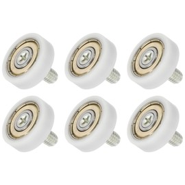 sourcing map 4 PCS Drawer Rollers 22mm x 7mm Wheel 2mm Step, Nylon Bearing Roller Drawer Pulley Bearing Replacement Wheels for Windows Sliding Door Track Guide White, M6 x 10mm Thread