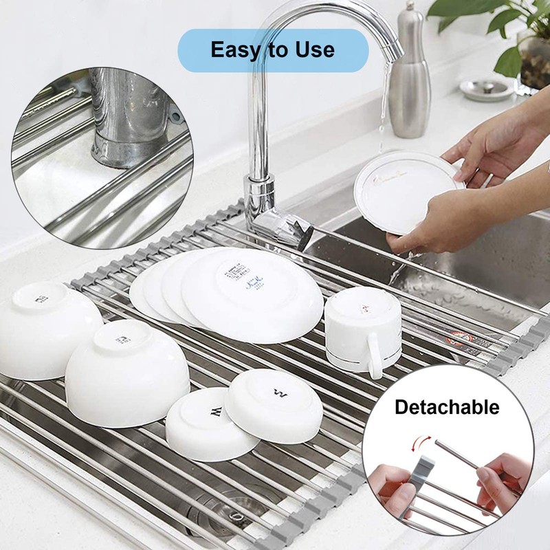 Searik Over The Sink Dish Drying Rack, Roll up Sink