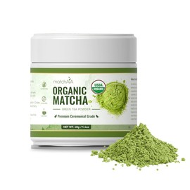 MatchAiA Organic Ceremonial Matcha Green Tea Powder - Premium Ceremonial Grade, First Spring Harvest, USDA Certified, 100% Pure - Sugar Free, Gluten Free (40g / 1.4oz Tin)