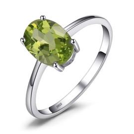 JewelryPalace Class Natural Gemstone Garnet Peridot Amethyst Citrine Blue Topaz Birthstone Solitaire Engagement Rings for Women, Anniversary White Gold Plated 925 Sterling Silver Promise Rings for Her