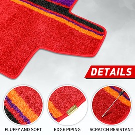 MSIZOY Floor Mats Floor Liners Blanket Compatible with for 2020-2024 Chevy Corvette C8 Coupe Accessories All Weather Anti-Scratch Wear-Resistant Floor Protection Carpet Foot Pad Red with Striped