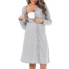 Marvmys Women's Cotton Nightdress with Full-Length Button Placket Striped Long