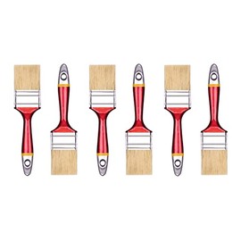 HARDY WORKING TOOLS Flat Brush Set 6 Pieces - 50 mm Width Paint Brush Set with Wooden Handle, Paint Brush Series *33*, 6 Pieces, Brush Set A0200-330620