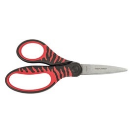 Fiskars Children's Scissors, from 8 Years, Length 18 cm, for Right and Left-Handed Users, Stainless Steel Blade/Plastic Handles, Black/Red, 1027423