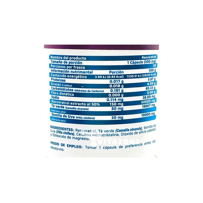 Resveratrol Te Verde Anti Estrés Antioxidante Vidanat 30caps