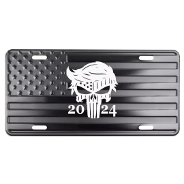 BLVD Trump Punisher 2024 American Flag License Plate Tag Embossed/Laser Etched.