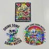 3 Pcs Drink Some Damn Water Holographic Sticker, Skull Skeleton